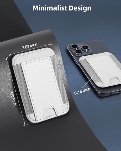 HiWe for MagSafe Wallet, 7 Cards Holder for Phone Case, RFID Blocking - color: White Wallet - Grey Band
