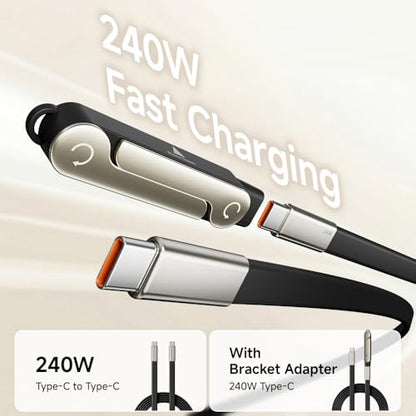 NKV 240w Stand Data Cable Invisible Foldable Holder Charger Cable - style: Black, Data Cable Set