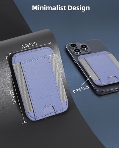 HiWe for MagSafe Wallet, 7 Cards Holder for Phone Case, RFID Blocking - color: Lavender Wallet - Grey Band