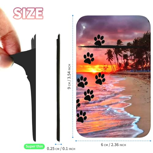 Phone Credit Card Holder Stick on, Phone Case Wallet, Cell Phone Pocket Self Adhesive Stretchy Lycra Stick on Wallet ID Credit Card Case Pouch Sleeve for All Smartphones, Dog Paw Print Beach - color: 144