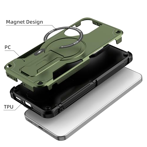 for Galaxy A37/A36-5G Case Military-Grade Dropproof Phone/Invisible Kickstand with MagSafe/HD Screen Protector, Protective Magnetic Phone Cover for Samsung Galaxy A37 4G/5G&A36 5G (Green) - color: Green
