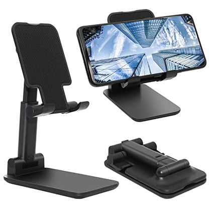 Cell Phone Stand for Desk, Angle & Height Adjustable Phone Holder, (Black) - color: A-Black