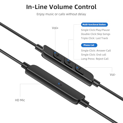 APETOO 3.5mm Open-Ear Headphones with Earhook Mic & Volume Control, 4.9ft