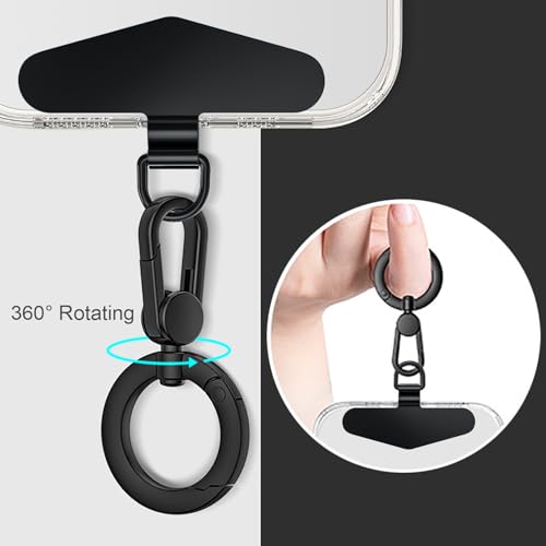 TENOC Metal Phone Tether with Spring Ring, Black - color: Black