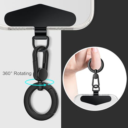 TENOC Metal Phone Tether with Spring Ring, Black - color: Black