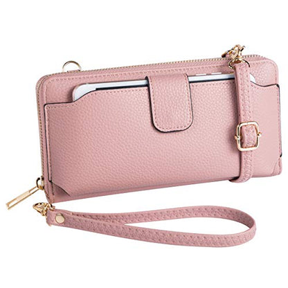 K . A Womens Wristlet Wallet Crossbody Bag Cellphone Purse Handbag RFID Card Slots 2 Strap Wrist - color: Mauve