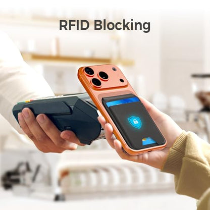 for MagSafe Wallet，Leather Magnetic Wallet for Phone with Adjustable Stand，5 Magnetic Credit Card Holder RFID Blocking for iPhone 17 16 15 14 13 12 Pro Max Air Series Cases(Slim-Black) - color: Slim-Black