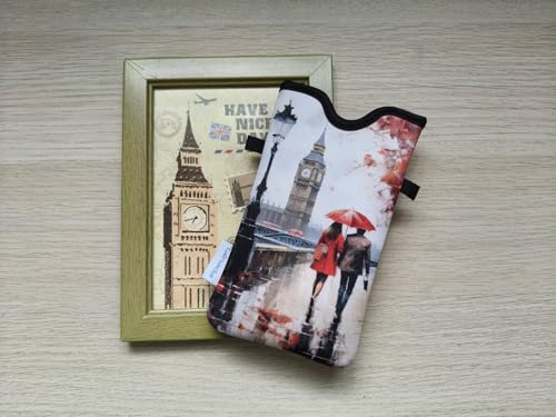 Tainada Neoprene Neck Cell Phone Pouch w/Crossbody Strap (Autumn in London) | For Men/Women; Lightweight cellphone case bag w/ adjustable lanyard; Original design, made in Taiwan; Fits most smartphones - color: Autumn in London