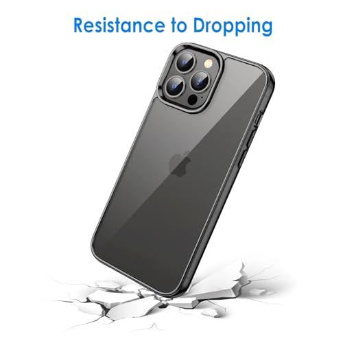 JETech Case for iPhone 13 Pro Max, Anti-Yellowing, Black | Shockproof Protection, Scratch Resistant Hard PC Back, Durable Transparent TPU Bumper - color: Black