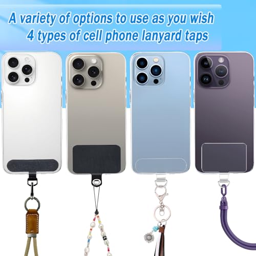 8 Pack Phone Tether Tab, Universal TPU Phone Lanyard Patch Without Adhesive - color: 8pcs Black/Ts