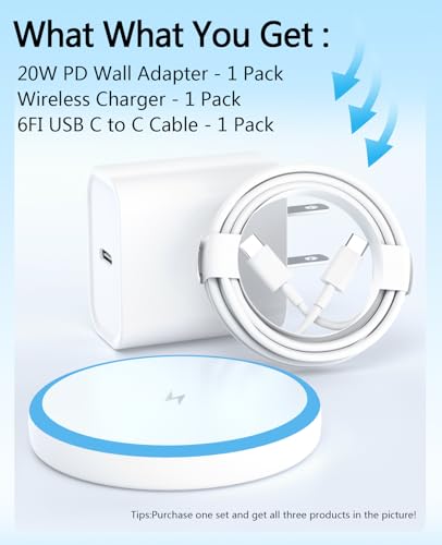 Magnetic Wireless Charger 15W with 20W Adapter & 6ft Cable – MagSafe Charger for iPhone 16/15/14/13/12 Pro/Max/Plus/Mini & AirPods 3/2/Pro – Fast Wireless Charging Pad for Home, Office, Travel