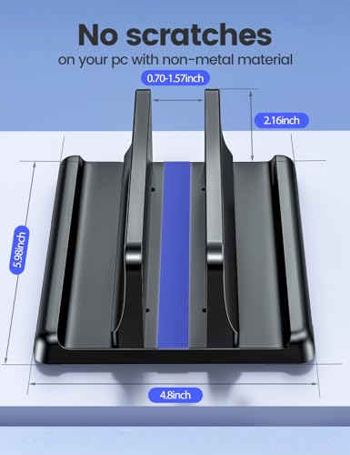 Vaydeer Vertical Laptop Stand Holder Organizer Plastic Adjustable Desktop Notebook Dock Space-Saving 3 in 1 for All MacBook Pro Air,Mac,HP,Dell,Microsoft Surface,Lenovo,up to 17.3 inches (Black) - color: Black