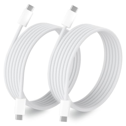 USB C Cable 6FT, 2-Pack Braided USB C Charging Cable - color: White, size: 6FT+6FT