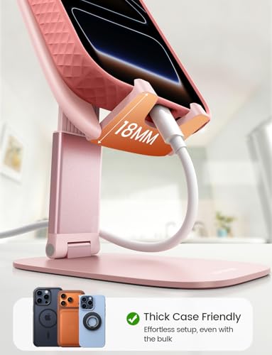 Lamicall Foldable Ultra-Thin Phone Holder, Pink Desk Accessories for Women - color: C-Pink