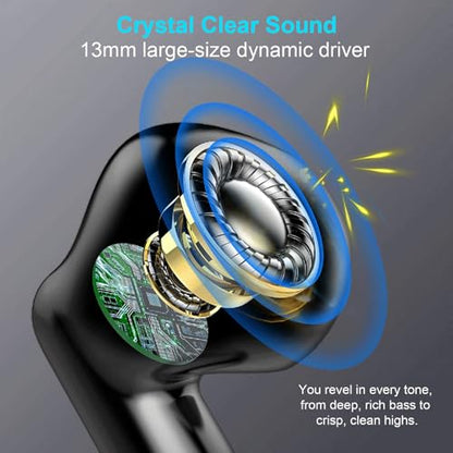 Wireless Earbuds, Bluetooth 5.4 Earbuds Stereo Bass, Bluetooth Headphones - color: Deep Black