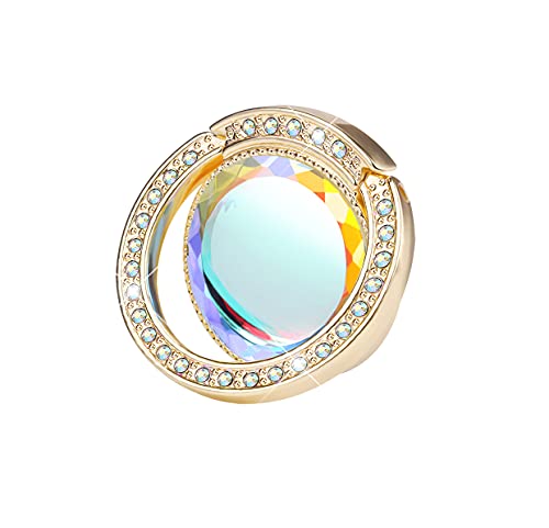 Glitter Bling Bling Phone Ring Holder,Sparkle Phone Ring Grip Artificial Stand with Flat Diamond,Flat Rhinestone Cell Finger Ring for Phones,Pad(Gold) - color: Gold