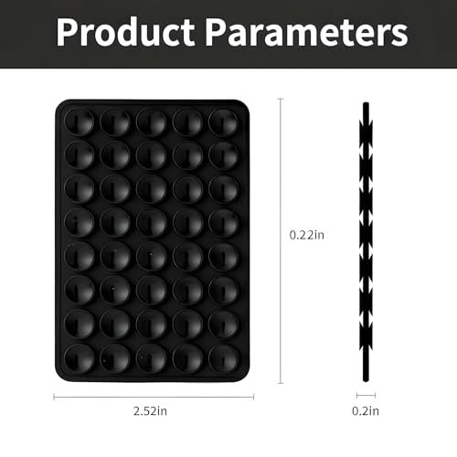 SHENGXIN 2 Pack Silicone Double-Sided Suction Grip – 40 Cups per Side, Strong Hold for iPhone, Galaxy, Pixel, Android – Hands-Free for Selfies & Videos (Black) - color: Black