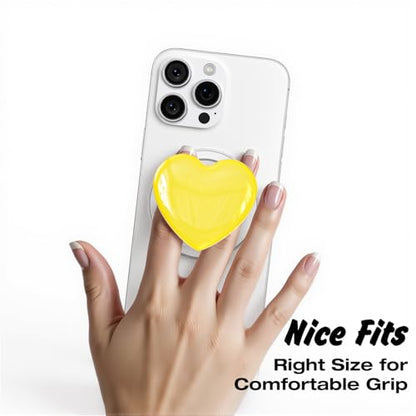 Svanove Heart Magnetic Phone Grip Compatible with Magsafe Phone Grip Holder, Cute Collapsible Glass Grips Stand Kickstand for iPhone Samsung, 3D Crystal Pretty Glitter Love Mag Safe Holder, Yellow - color: Yellow, style: Magnetic