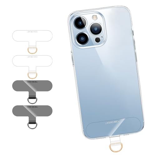 Clear Phone Tether Tab Thinner TPU Phone Lanyard Tab(2*clear+2*black) - color: 2*clear + 2*black