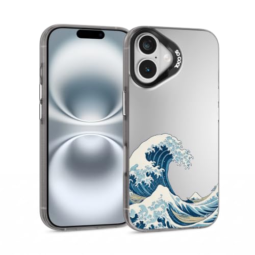 for iPhone 16 Case, TPU, Drop Protection, Waves | Matte Silver Back, Shockproof, Fade-resistant, Anti-yellow, Lens Protection, Precise Cutout, Slim grip, Waves - color: Waves, size: iPhone 16