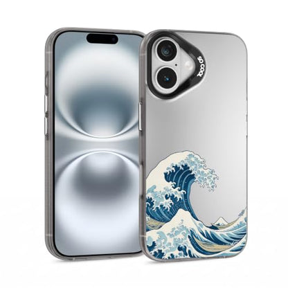 for iPhone 16 Case, TPU, Drop Protection, Waves | Matte Silver Back, Shockproof, Fade-resistant, Anti-yellow, Lens Protection, Precise Cutout, Slim grip, Waves - color: Waves, size: iPhone 16