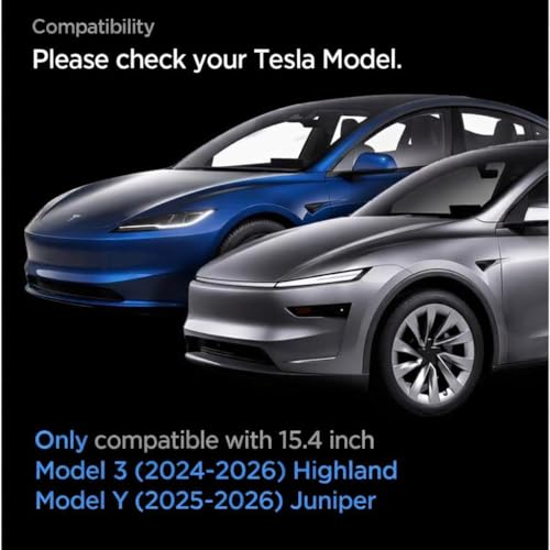 Tesla Model 3 Screen Protector 15.4 Inch (2024-2026) & Model Y (2025-2026), HD Clear Gloss Tempered Glass, 9H Scratch Resistant, Smooth Touch, Alignment Kit - color: Gloss