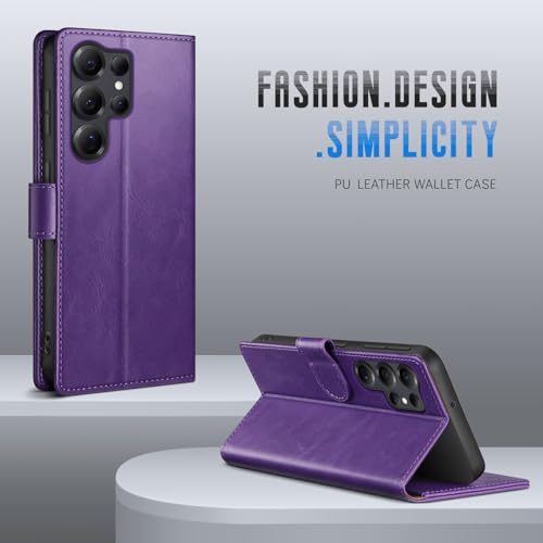 Wallet Case for Samsung Galaxy S25 Ultra, Purple | RFID-Blocking Card Holder, Kickstand, Magnetic Closure, PU Leather Folio Flip Cover, Protective Women Men Cases - color: Purple, size: Samsung Galaxy S25 Ultra