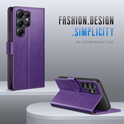Wallet Case for Samsung Galaxy S25 Ultra, Purple | RFID-Blocking Card Holder, Kickstand, Magnetic Closure, PU Leather Folio Flip Cover, Protective Women Men Cases - color: Purple, size: Samsung Galaxy S25 Ultra