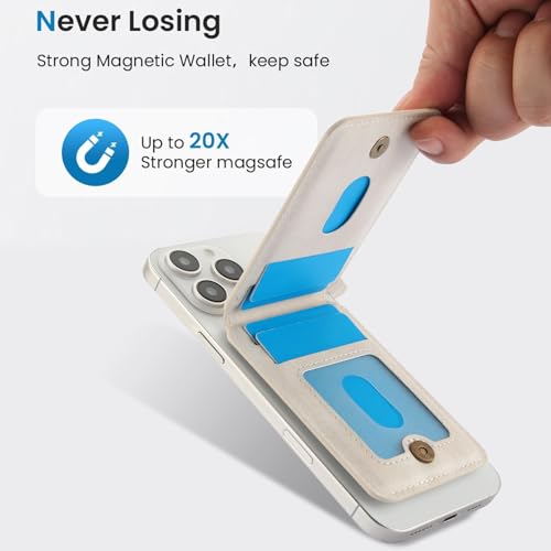 HAII for MagSafe Card Wallet Bag compatible with MagSafe Invisible Ultra-Thin Lightweight Kickstand Magnetic Mobile Wallet Man Woman, 4 Card Slots + 1 Zipper Cash Bag. (White, Zipper) - color: White, size: 4 Card Slots + 1 Zipper Cash Bag - Zipper