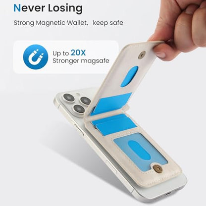 HAII for MagSafe Card Wallet Bag compatible with MagSafe Invisible Ultra-Thin Lightweight Kickstand Magnetic Mobile Wallet Man Woman, 4 Card Slots + 1 Zipper Cash Bag. (White, Zipper) - color: White, size: 4 Card Slots + 1 Zipper Cash Bag - Zipper