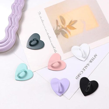 2Pcs Metal Phone Ring Holder, Rotating Adhesive Grip for DIY Keychains/Phone Stand, Heart-Shaped Anti-Slip Finger Strap Mobile Accessories