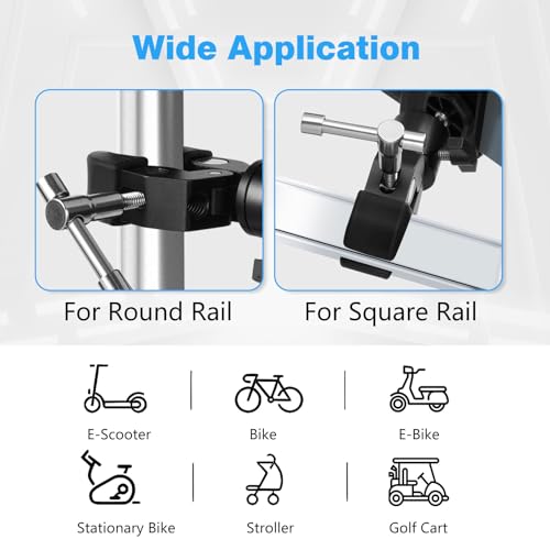 Phone Holder with Clamp for Golf Cart, All Metal Universal Phone Holder Handlebar Mount Clamp for Golf, Stroller, Bicycle, Bike, Wheelchair