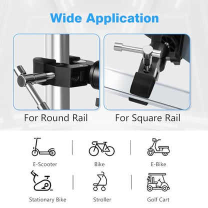 Phone Holder with Clamp for Golf Cart, All Metal Universal Phone Holder Handlebar Mount Clamp for Golf, Stroller, Bicycle, Bike, Wheelchair