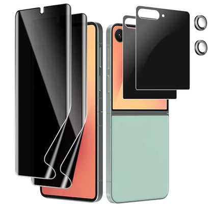 [6 Pack] for Samsung Galaxy Z Flip 7 Privacy Screen Protector, 2 Pack Internal Anti-Spy Film + 2 Pack Outer Privacy Glass Screen Protector + 2 PCS Metal Camera Lens Protector, Anti-Spy, Case Friendly - size: Galaxy Z Flip 7