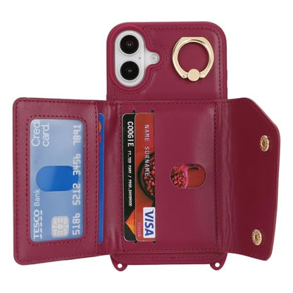 Lipvina Crossbody Wallet Case for iPhone 16 Plus,Wine Red - color: 07-Wine Red, size: iPhone 16 Plus 6.7"