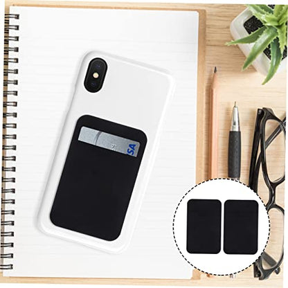 DOITOOL 2pcs Adhesive Phone Card Holders for Back Stretch Fabric Wallet Slim Sticky Pocket for Credit Cards and ID Compatible Smartphones Black