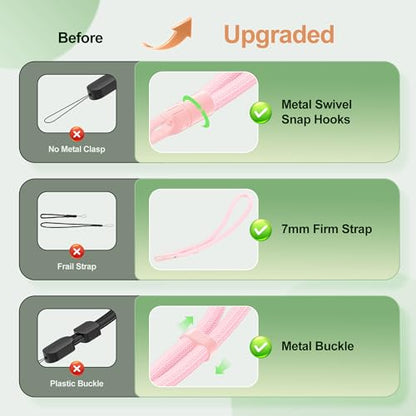 SHANSHUI Hand Wrist Strap Lanyard, 3 Pack Adjustable Cell Phone Lanyard Strap, Hand Wrist Strap Lanyard with 3x Tether Tabs for Smartphones- Light Pink Light Blue Green - color: Light Pink Light Blue Green