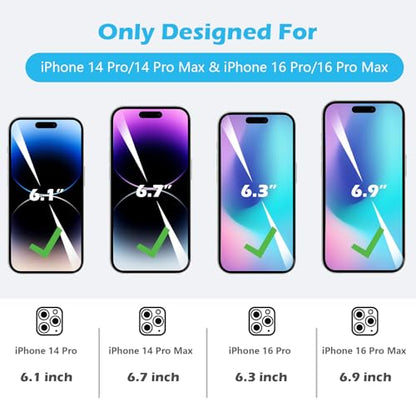 imluckies [3 Pack Camera Lens Protector for iPhone 14 Pro / 16 Pro & iPhone 14 Pro Max / 16 Pro Max, 9H Tempered Glass Film with Anti-Flash Ring, HD Clear, Scratch Resistant, Case Friendly - size: 16/14 Pro Max-Clear