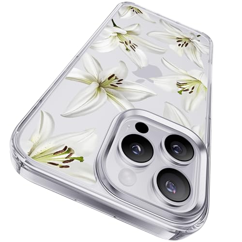 CASEKOO White Water Lily for iPhone 16 Pro Max Case, [Never Yellow Technology] [12FT Military-Grade Protection] Transparent Slim Floral Cover Women 16 Pro Max Phone Case 6.9 inch, White Water Lily - color: Water Lily, size: for iPhone 16 Pro Max 6.9