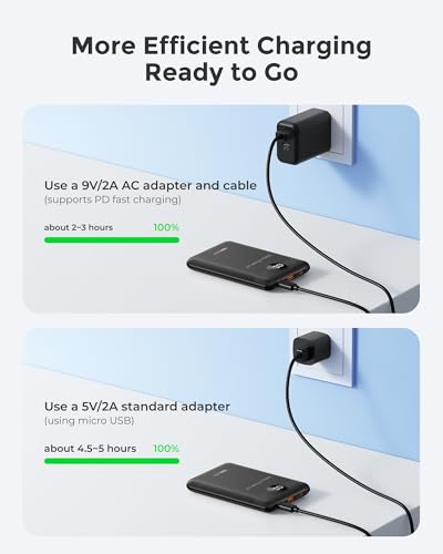VEEKTOMX 10000mAh Mini Power Bank, 22.5W Fast Charger for iPhone Android - color: Black