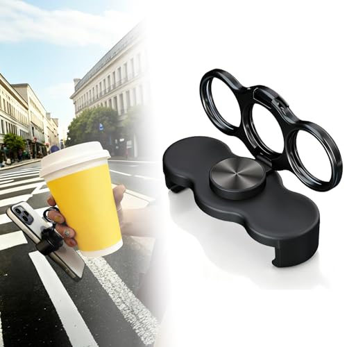 Rookii Dual-Ring Three-Finger Back Clip Holder,360° Rotation Foldable Metal Phone Grip Stand, Back Clip Mount Mobile Support Compatible with Smartphones,Ring Holder for Phone Case (Black) - color: black