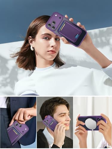 TopMade for iPhone 17 Pro Case with Mag-Safe Wallet, 4 Cards Holder Purple - color: Purple, size: iPhone 17 Pro