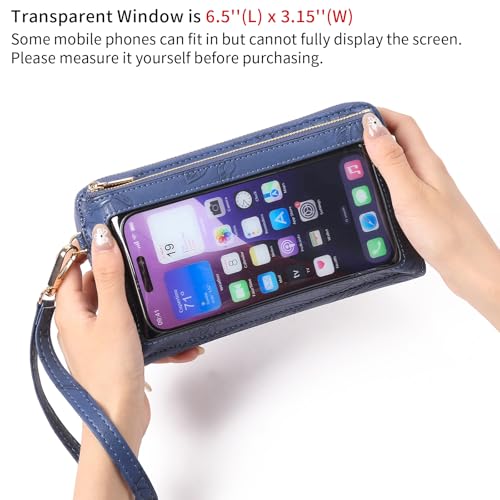 GOIACII Phone Purse Crossbody Bags for Women Small Travel Wallet Touch Screen RFID Blocking - color: A11 Blue Pattern