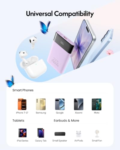 VEGER 10000mAh 22.5W Fast Charging Portable Charger with Built-in Cables - color: Purple