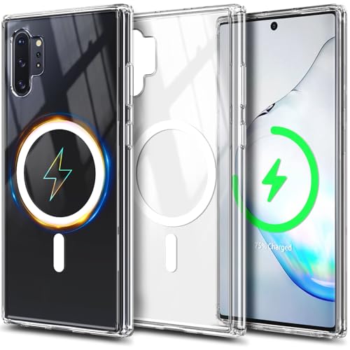 YZB Magnetic for Samsung Galaxy Note 10+ (Plus) Case, Clear | Compatible with MagSafe | Slim Fit Lightweight Shockproof, Military-Grade Protection, Yellowing Resistant Scratch-Resistant Back - color: Crystal Clear, size: Galaxy Note 10 Plus