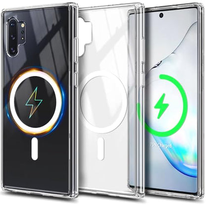 YZB Magnetic for Samsung Galaxy Note 10+ (Plus) Case, Clear | Compatible with MagSafe | Slim Fit Lightweight Shockproof, Military-Grade Protection, Yellowing Resistant Scratch-Resistant Back - color: Crystal Clear, size: Galaxy Note 10 Plus