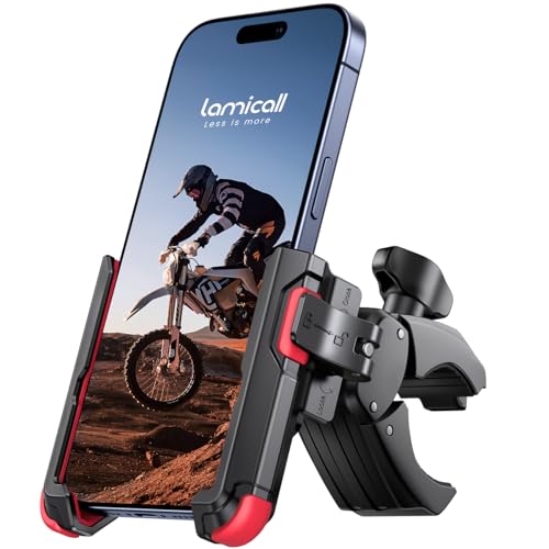 Lamicall Motorcycle Bike Phone Mount, 1s Quick Release Bike Phone Holder - color: Red