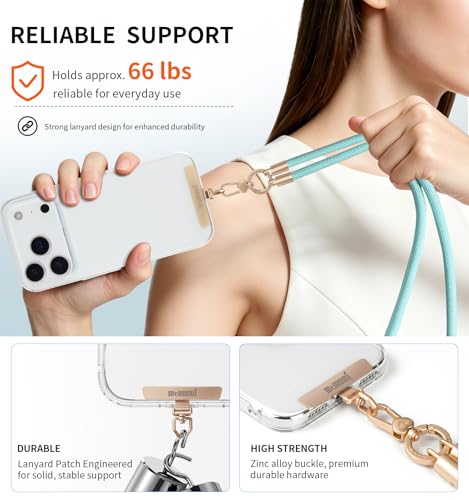 memumi Anti-Theft Phone Lanyard Crossbody for iPhone & Android, 3-in-1 Neck & Wrist Strap, 66 lbs Pull-Tested, Universal Phone Strap for Travel & Daily Use, Teal Blue - color: Teal Blue