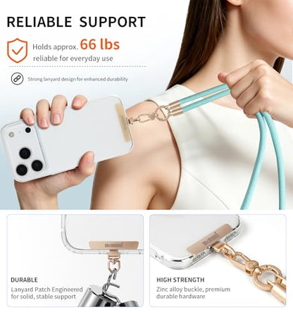 memumi Anti-Theft Phone Lanyard Crossbody for iPhone & Android, 3-in-1 Neck & Wrist Strap, 66 lbs Pull-Tested, Universal Phone Strap for Travel & Daily Use, Teal Blue - color: Teal Blue