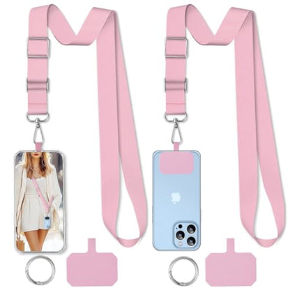 2 Pack Phone Lanyard Cell Phone Lanyard Crossbody Adjustable Phone Strap for Use Around the Neck Cell Phone Lanyard - color: Pink Color